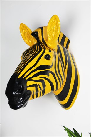 Sarı Siyah Zebra Başı Duvar Dekorasyon Ürünü